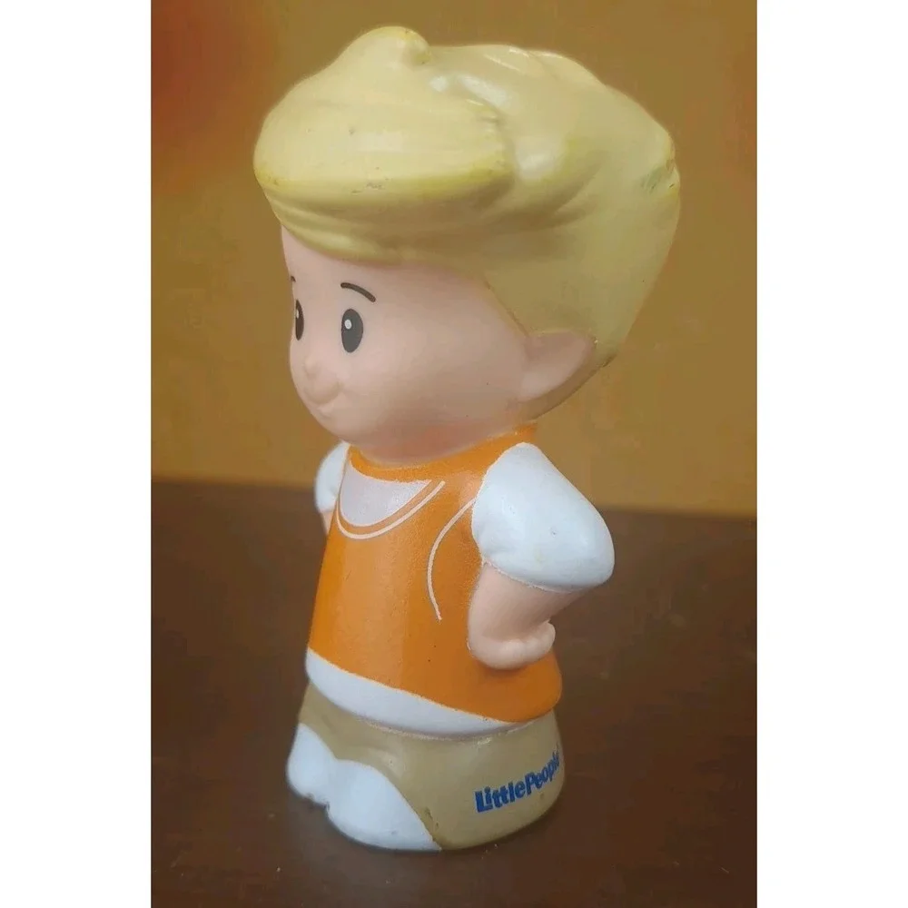 Fisher Price Little People Eddie Blonde Boy Orange Vest Airplane Passenger 2012